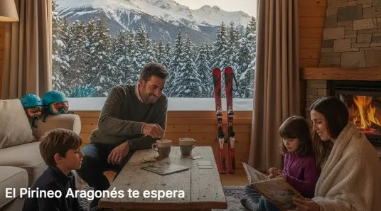 Fotografía familiar a pie de pista de esquí