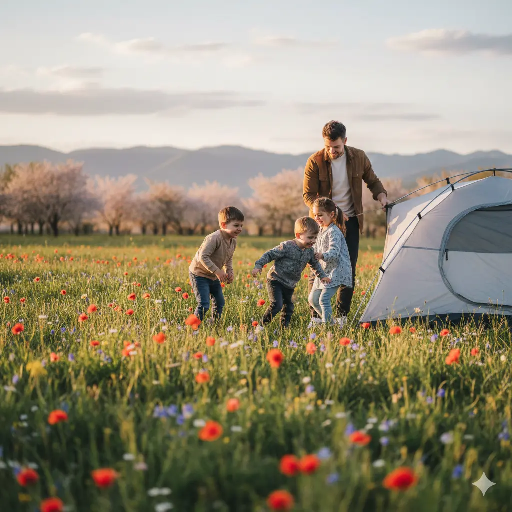 Camping en familia en primavera